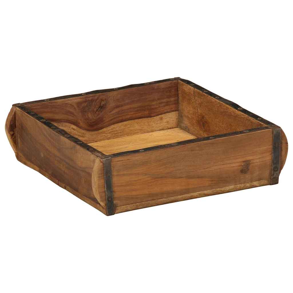 Tablett Braun 29 x 31 x 10 cm Massives upgecyceltes Holz