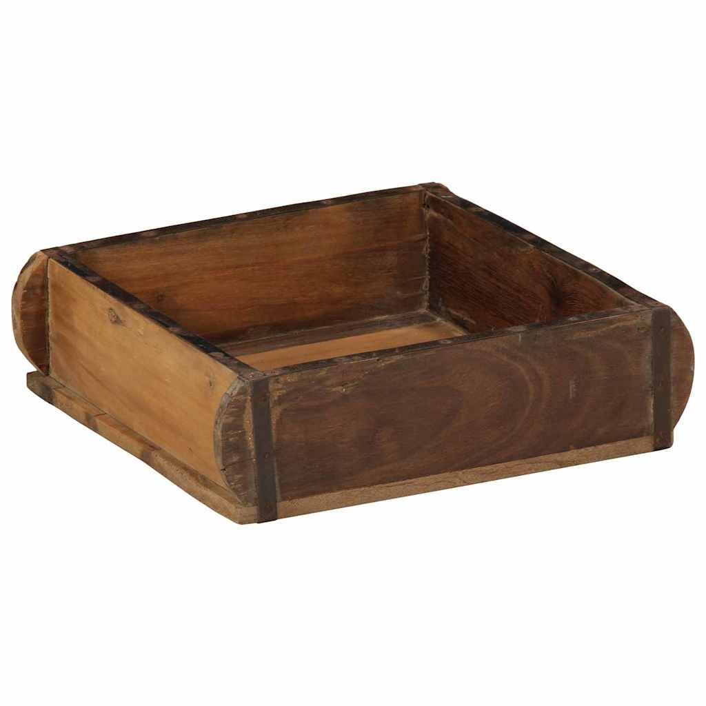 Tablett Braun 29 x 31 x 10 cm Massives upgecyceltes Holz
