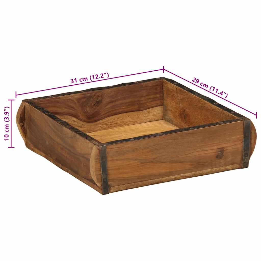 Tablett 4 pcs Braun 29 x 31 x 10 cm Massives upgecyceltes Holz