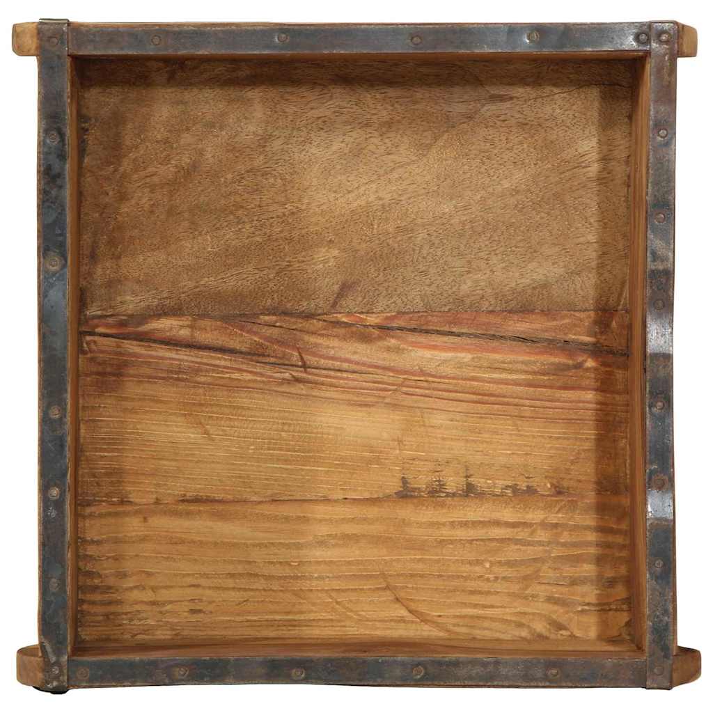 Tablett 4 pcs Braun 29 x 31 x 10 cm Massives upgecyceltes Holz