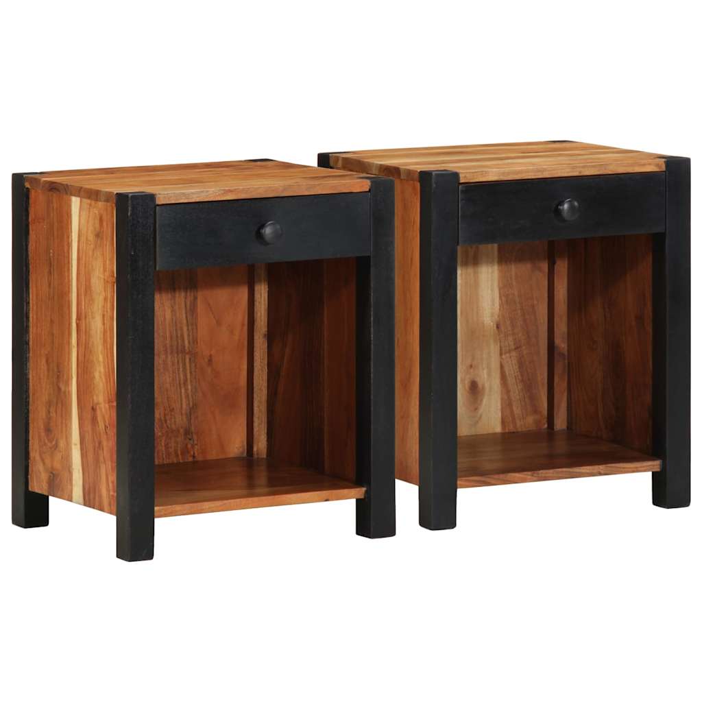 Nachttisch 2 pcs Braun 40 x 35 x 50 cm Massivholz Akazie