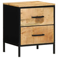 Nachttisch Braun und Schwarz 40 x 35 x 50 cm Massivholz Mango