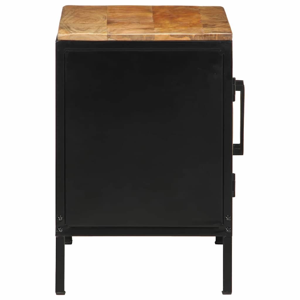 Nachttisch Braun und Schwarz 50 x 30 x 45 cm Massivholz Mango