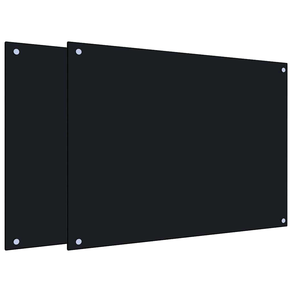 Küchenrückwände 2 Stk. Schwarz 80x60 cm Hartglas