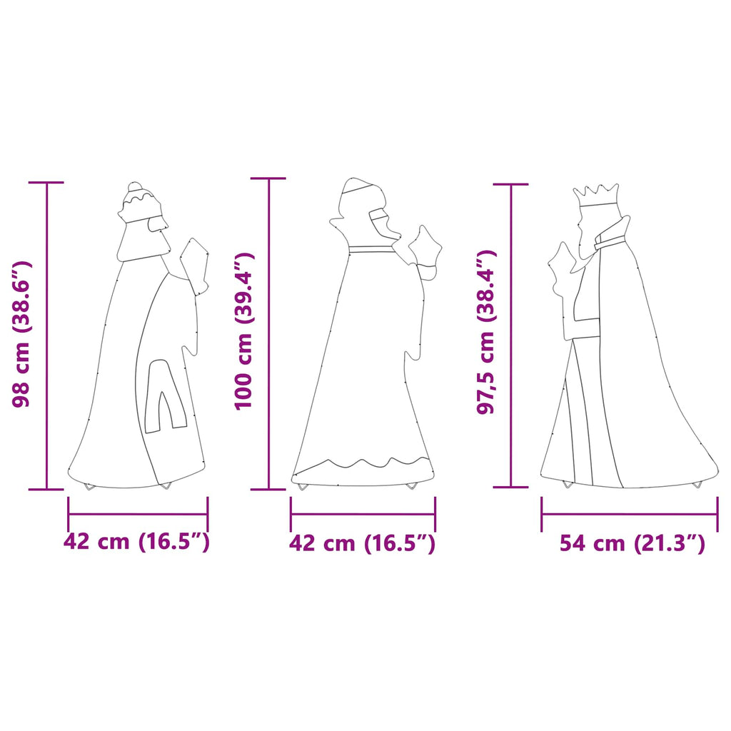 3 weise Männer Weihnachtsbeleuchtung 3 pcs Warmes Weiß 105 cm