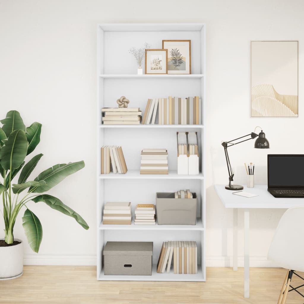 Bücherregal Weiß 80x30x189 cm Holzwerkstoff