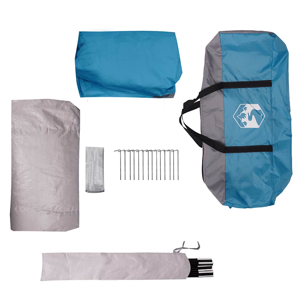 Campingzelt 4 Personen Blau Wasserdicht