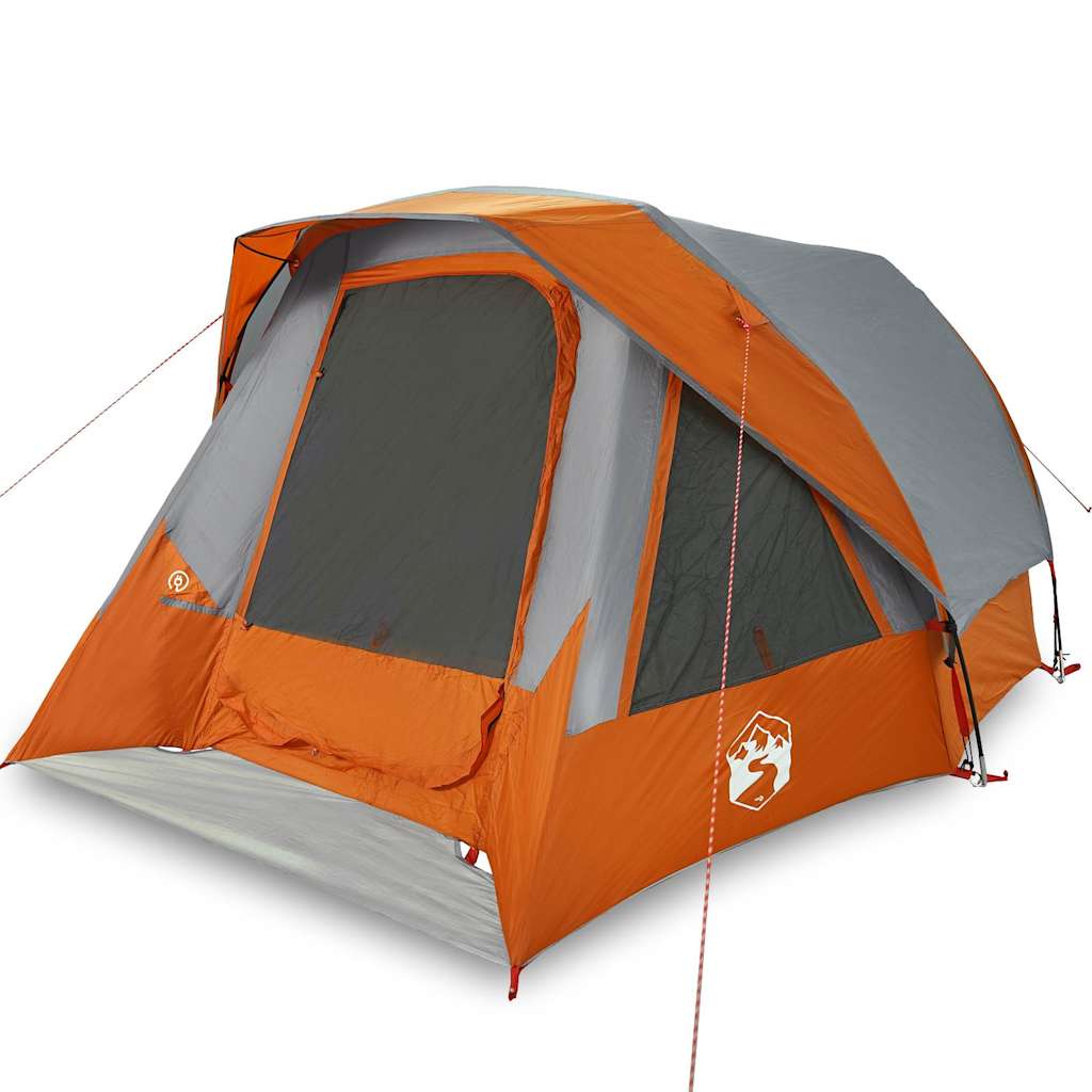 Campingzelt 4 Personen Grau und Orange Wasserdicht