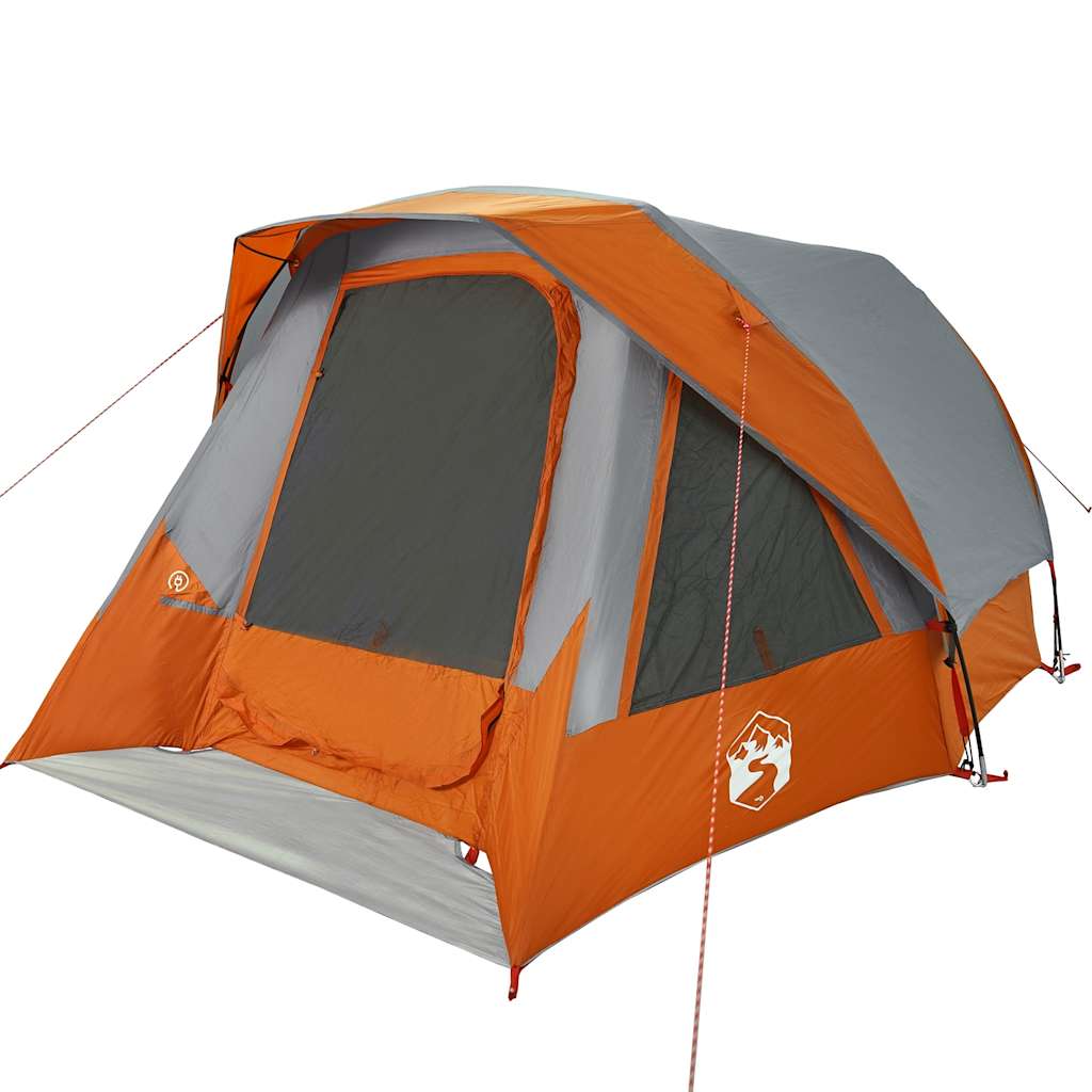 Campingzelt 4 Personen Grau und Orange Wasserdicht