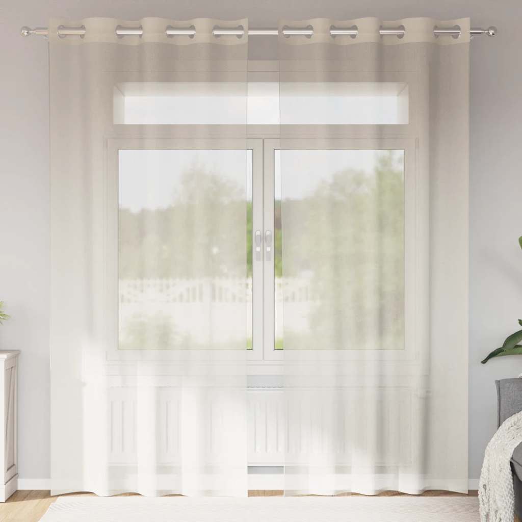 Voile Vorhänge mit Ösen 2 Stk. Creme 140x225 cm