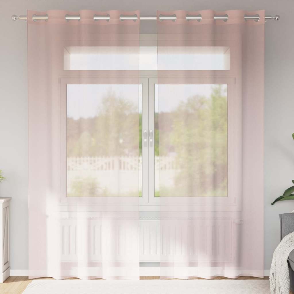 Voile Vorhänge mit Ösen 2 Stk. Hellrosa 140x225 cm