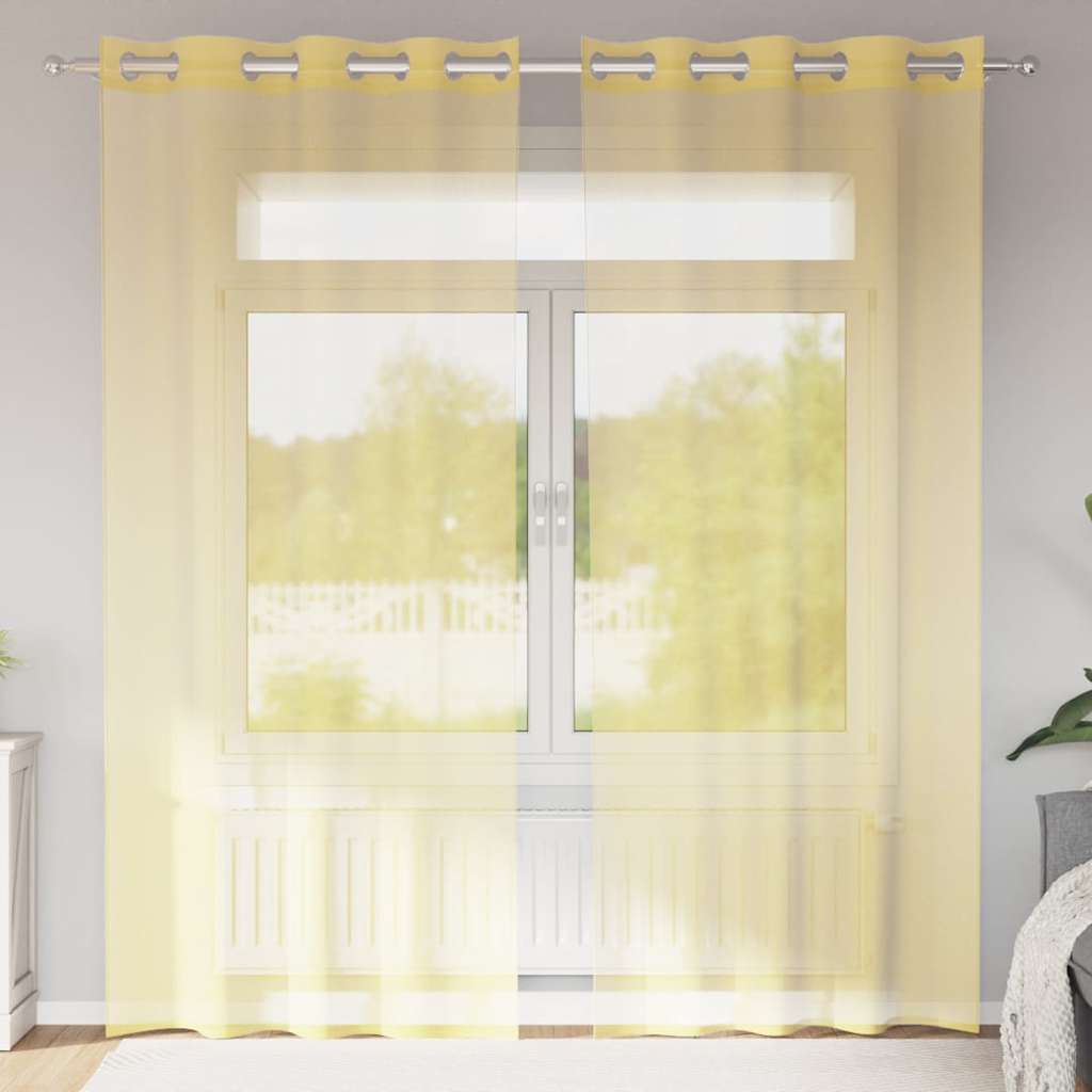 Voile Vorhänge mit Ösen 2 Stk. Gelb
