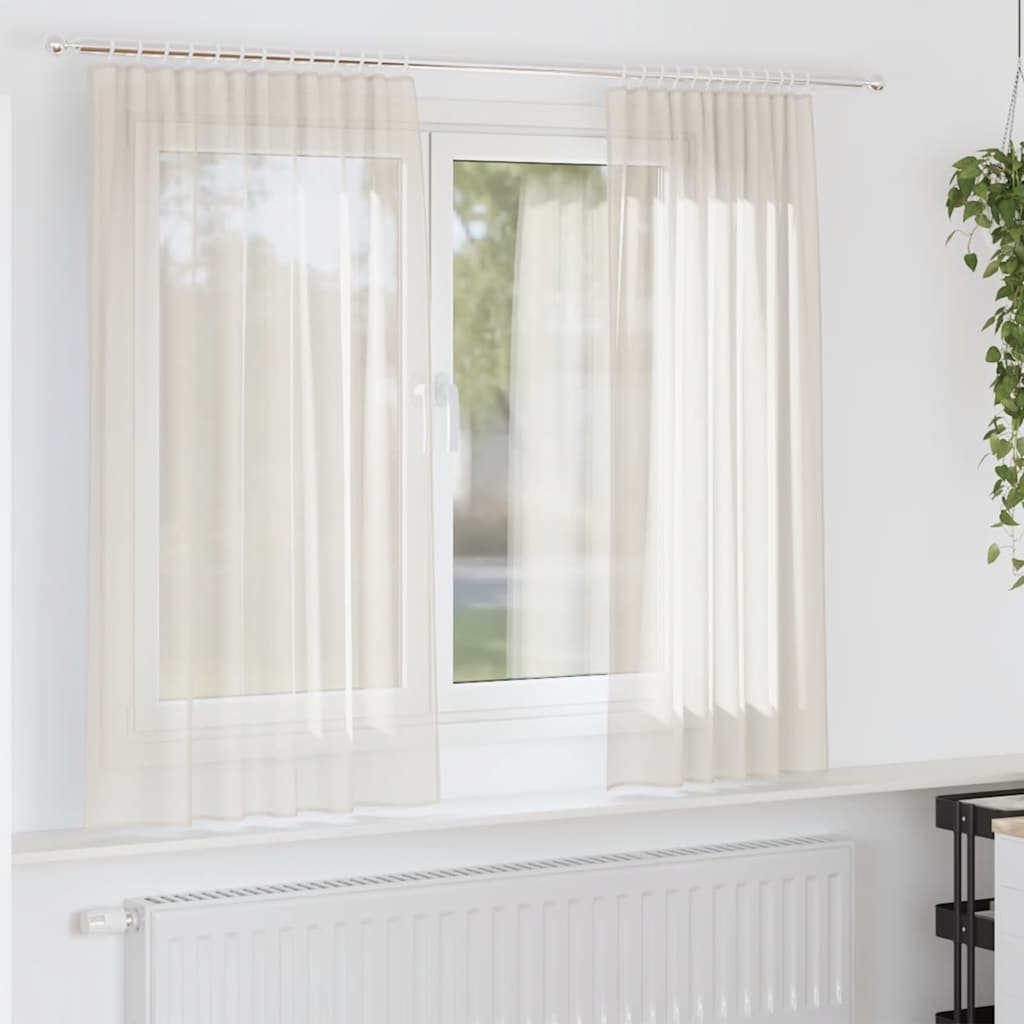 Voile Vorhänge mit Stangentaschen 2 Stk. Creme