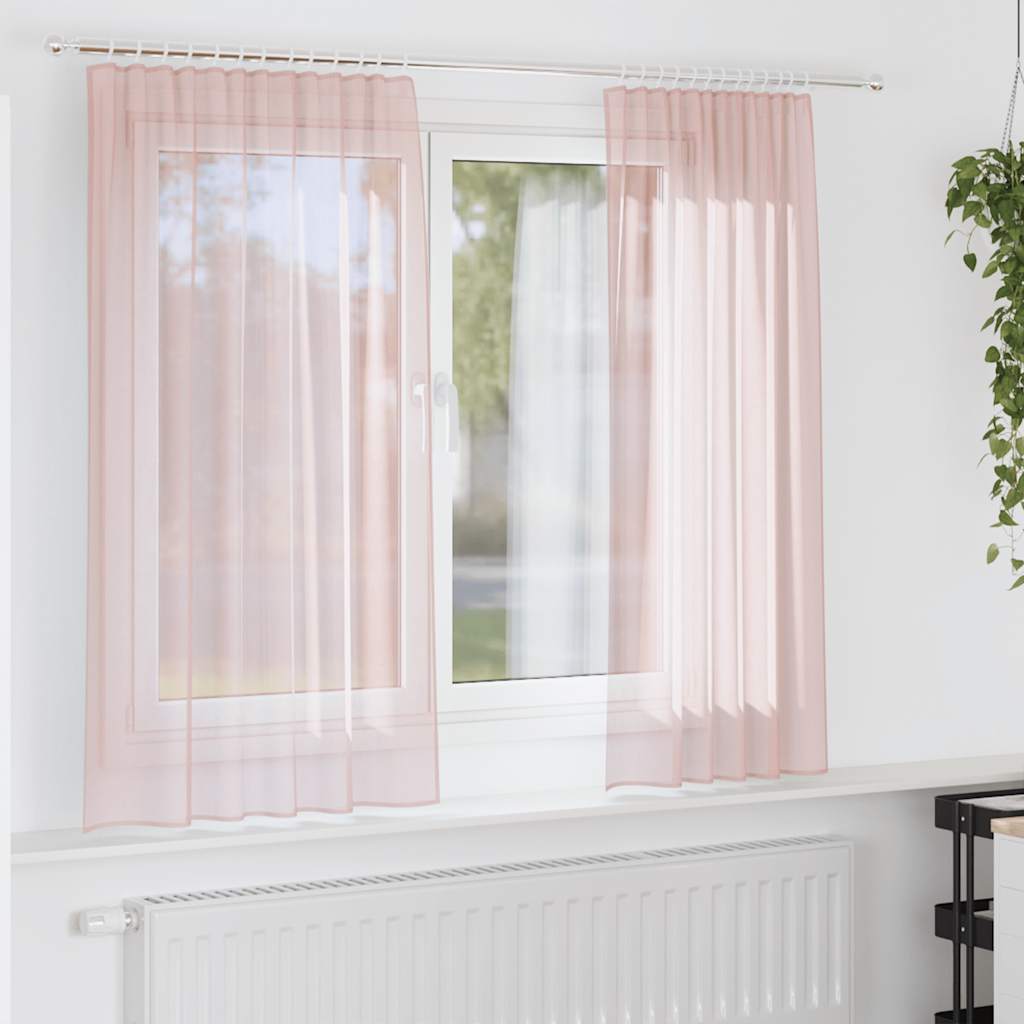 Voile Vorhänge mit Stangentaschen 2 Stk. Hellrosa
