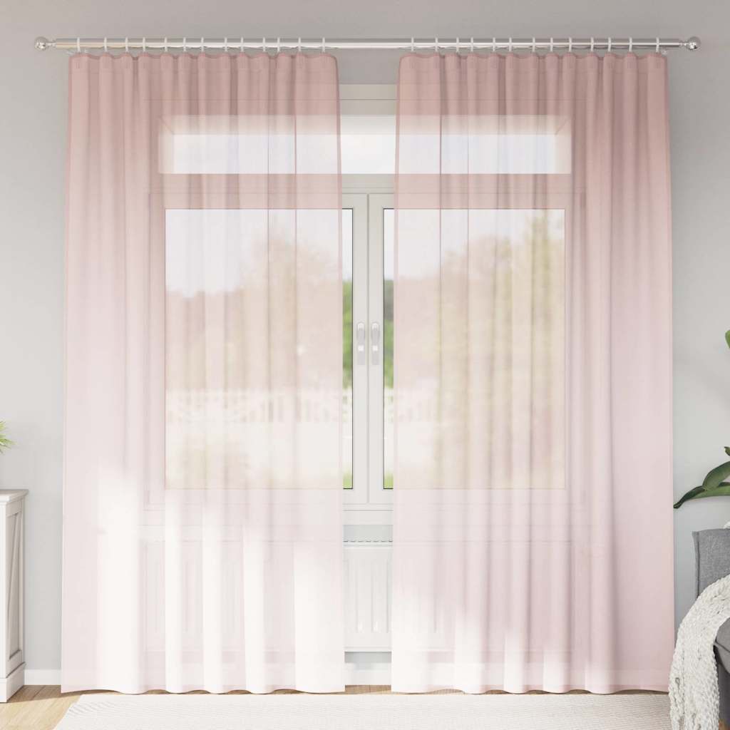 Voile Vorhänge mit Stangentaschen 2 Stk. Hellrosa