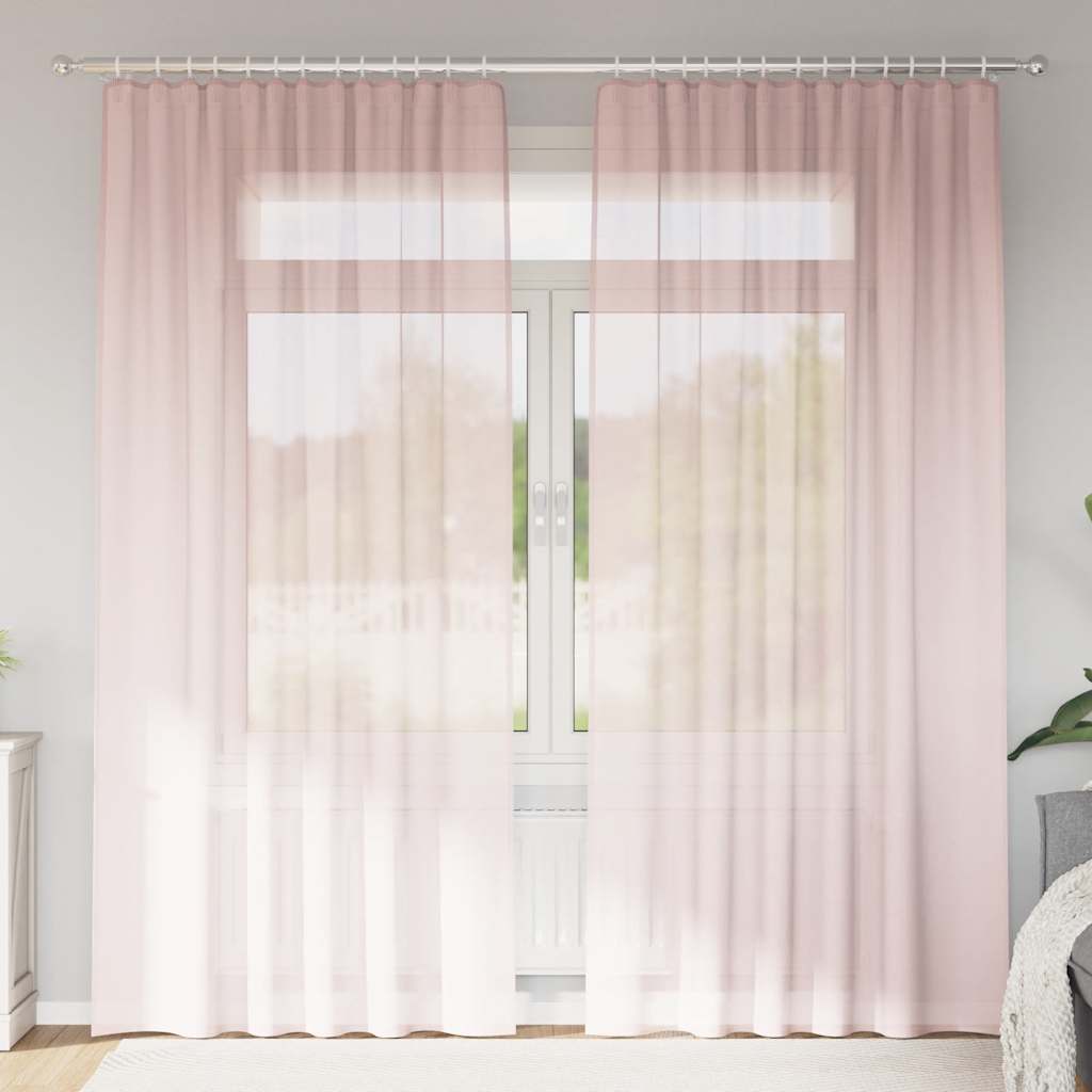 Voile Vorhänge mit Stangentaschen 2 Stk. Hellrosa