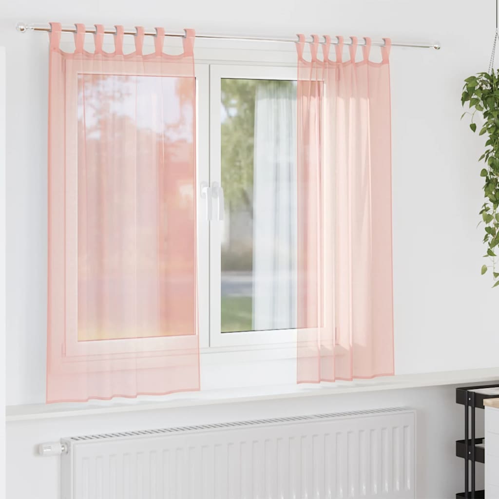 Voile Vorhänge mit Stangentaschen 2 Stk. Rosa