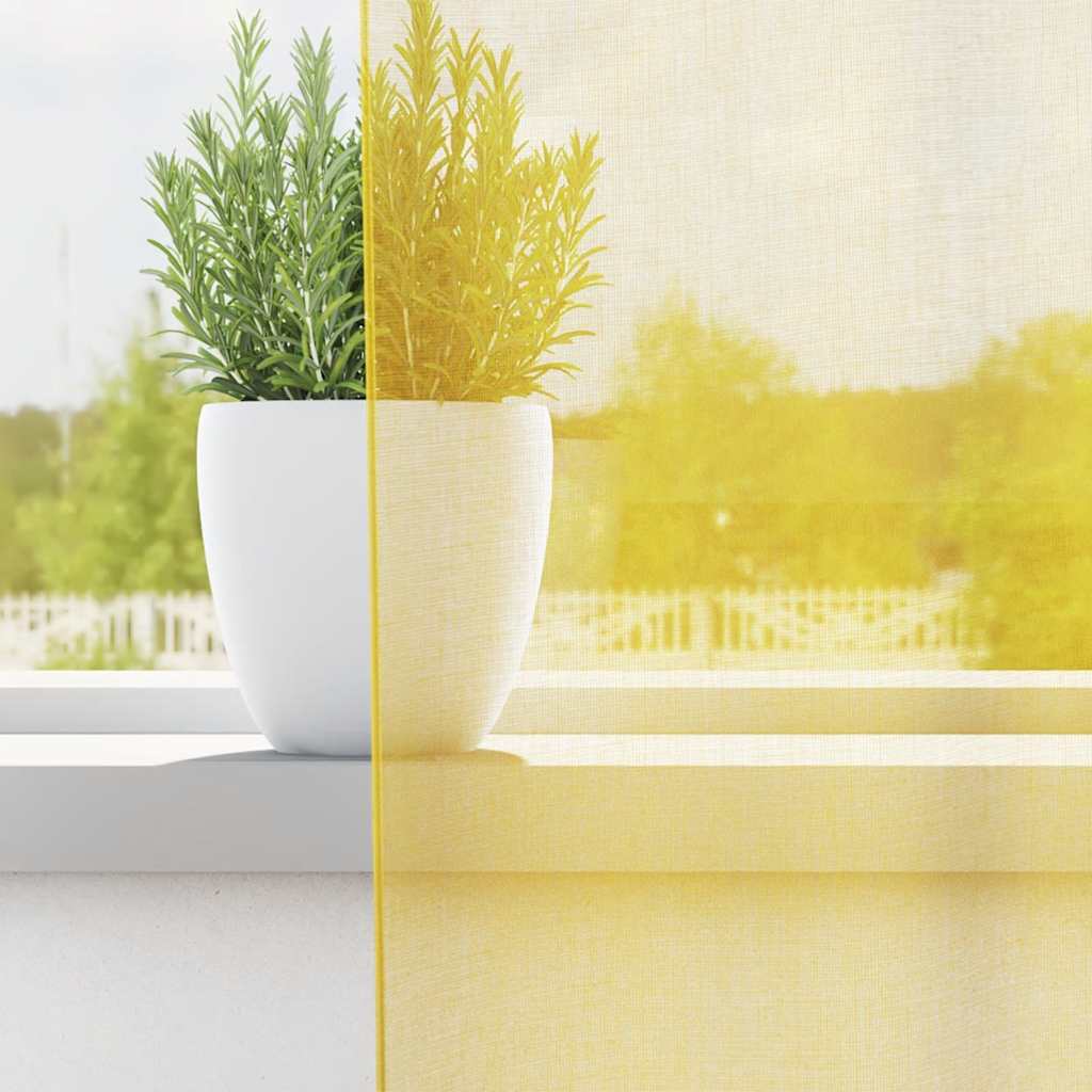Voile Vorhänge mit Stangentaschen 2 Stk. Gelb