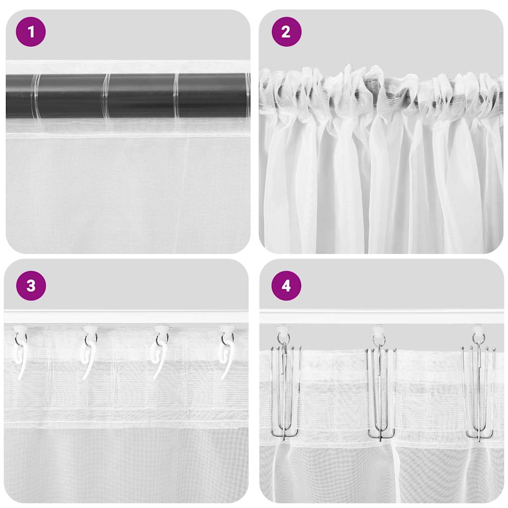 Voile Vorhänge mit Stangentaschen 2 Stk. Weiß