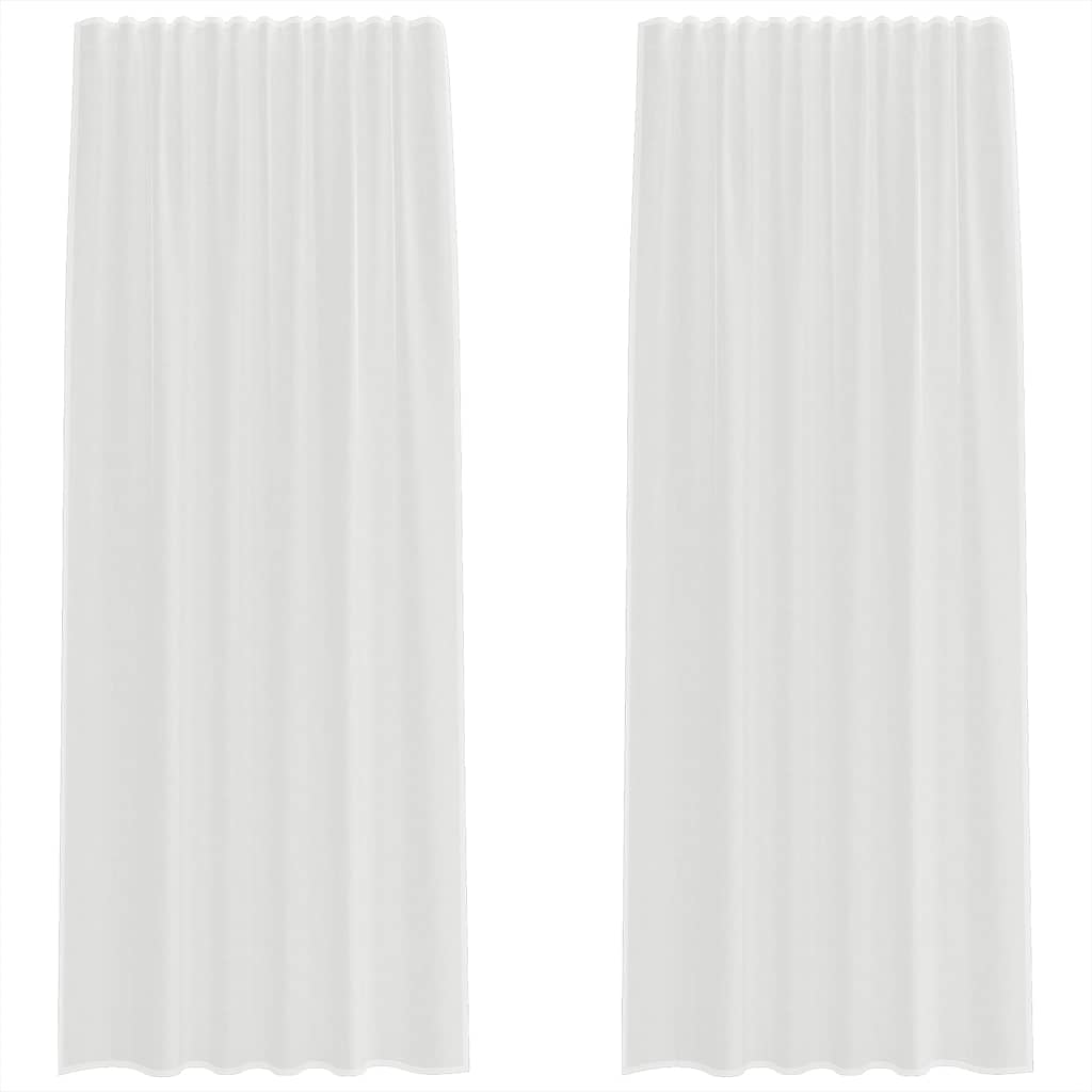 Voile Vorhänge mit Stangentaschen 2 Stk. Weiß