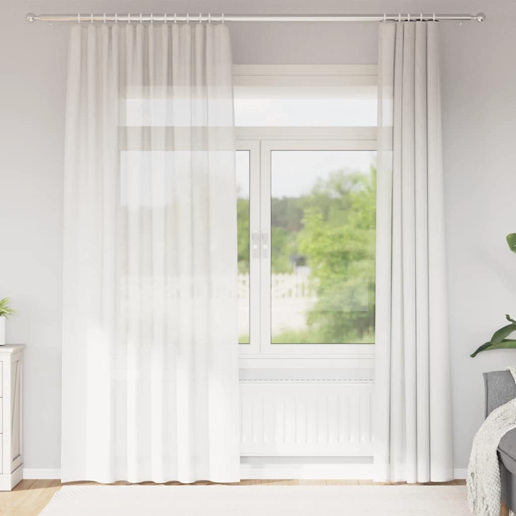Voile Vorhänge mit Stangentaschen 2 Stk. Weiß