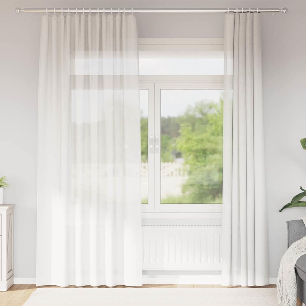 Voile Vorhänge mit Stangentaschen 2 Stk. Weiß