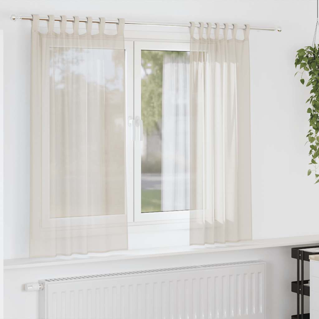 Voile Vorhänge mit Lasche 2 Stk. Creme