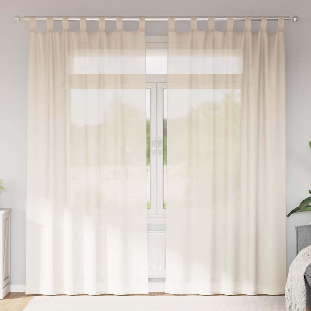 Voile Vorhänge mit Lasche 2 Stk. Creme