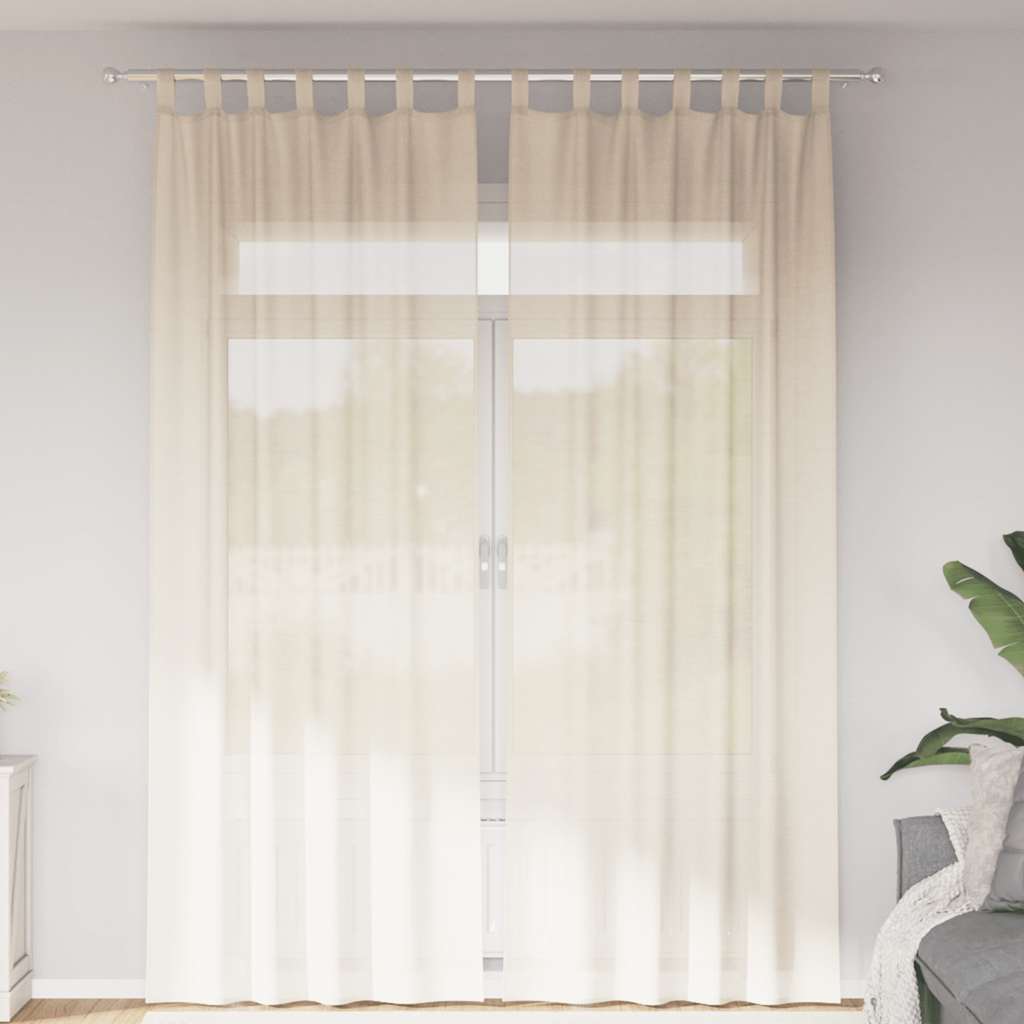 Voile Vorhänge mit Lasche 2 Stk. Creme