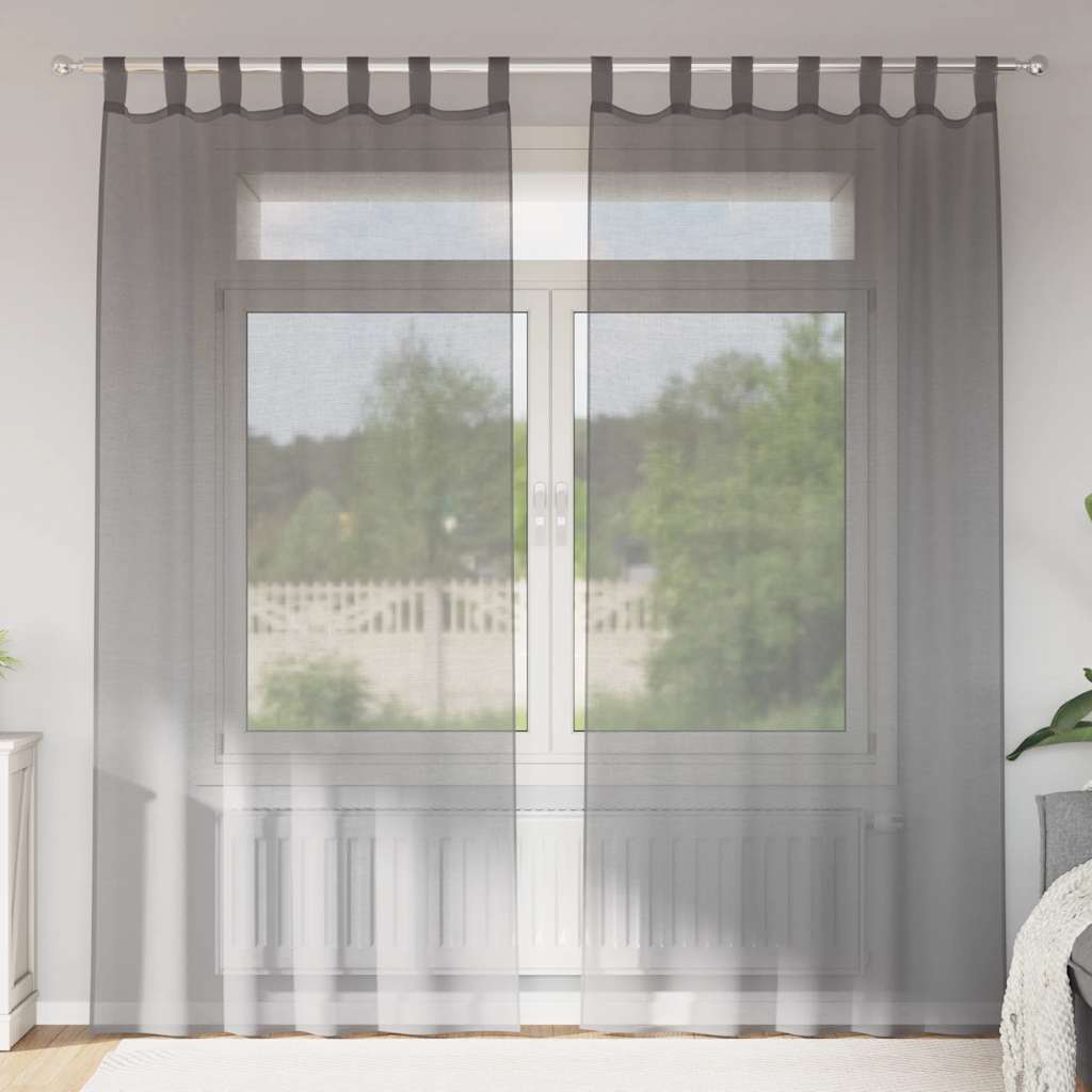 Voile Vorhänge mit Schlaufen 2 Stk. Dunkelgrau 140x225 cm
