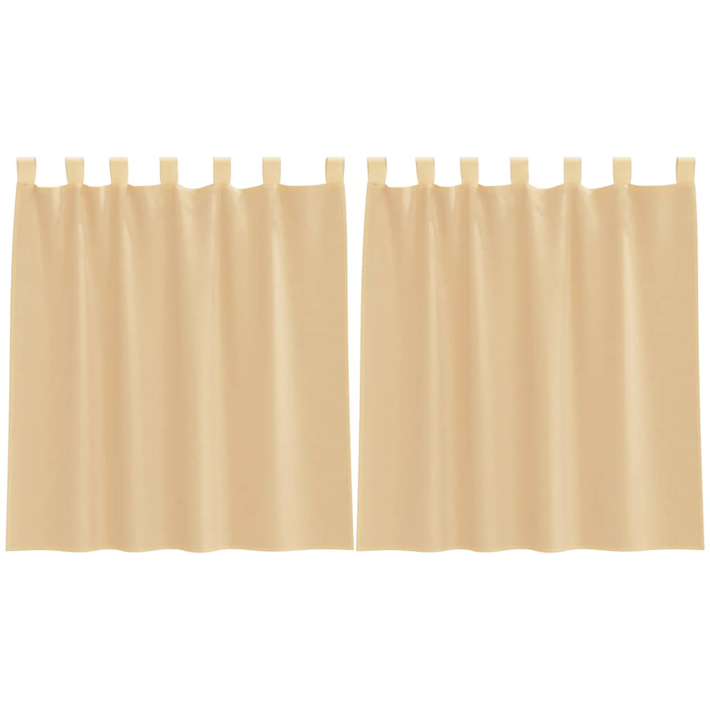 Voile Vorhänge mit Schlaufen 2 Stk. Sandfarbe 140x140 cm