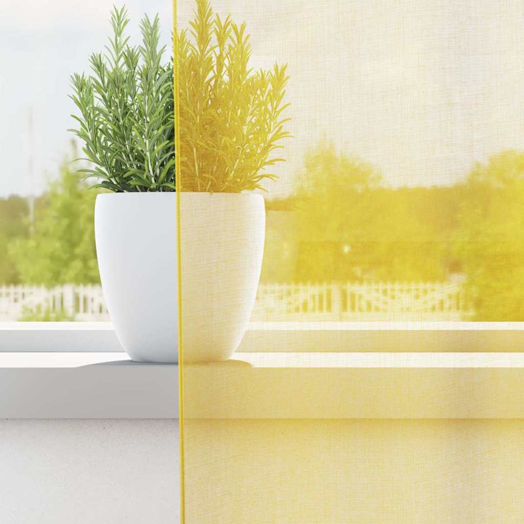Voile Vorhänge mit Schlaufen 2 Stk. Gelb 140x245 cm