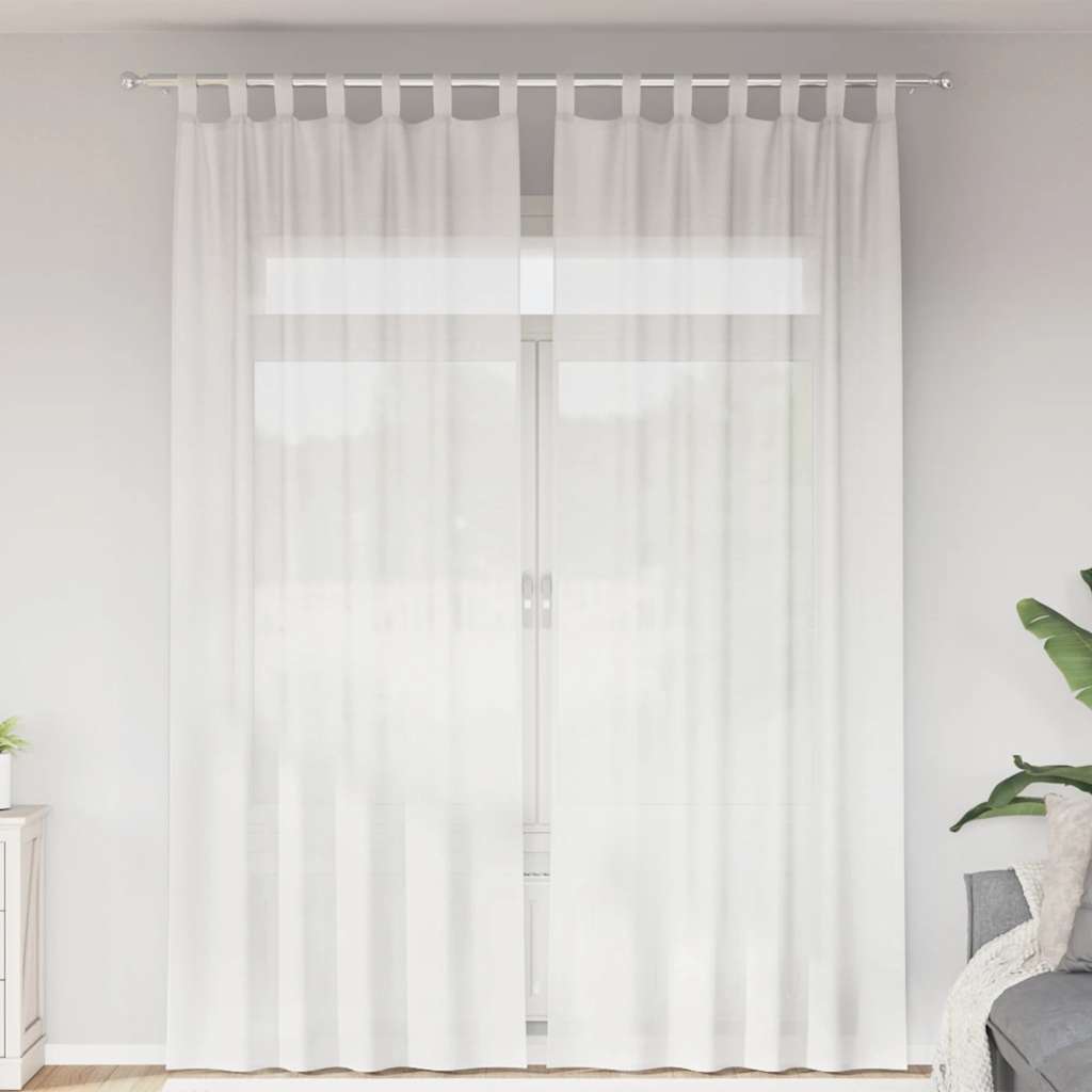 Voile Vorhänge mit Schlaufen 2 Stk. Weiß 140x260 cm