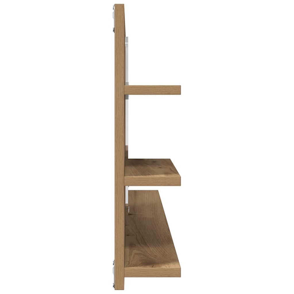 Badspiegel mit Ablagen Artisan-Eiche 90x11x45 cm Holzwerkstoff