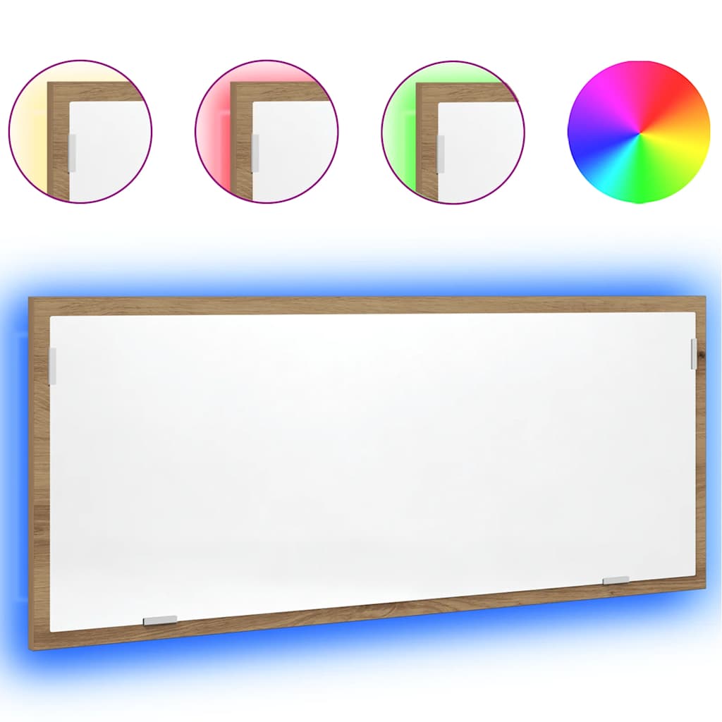 LED-Badspiegel Artisan-Eiche 100x8,5x37 cm Holzwerkstoff