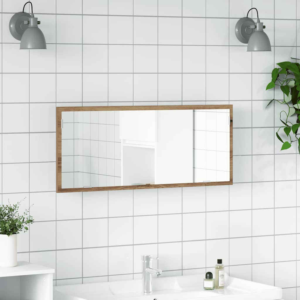 LED-Badspiegel Artisan-Eiche 100x8,5x37 cm Holzwerkstoff