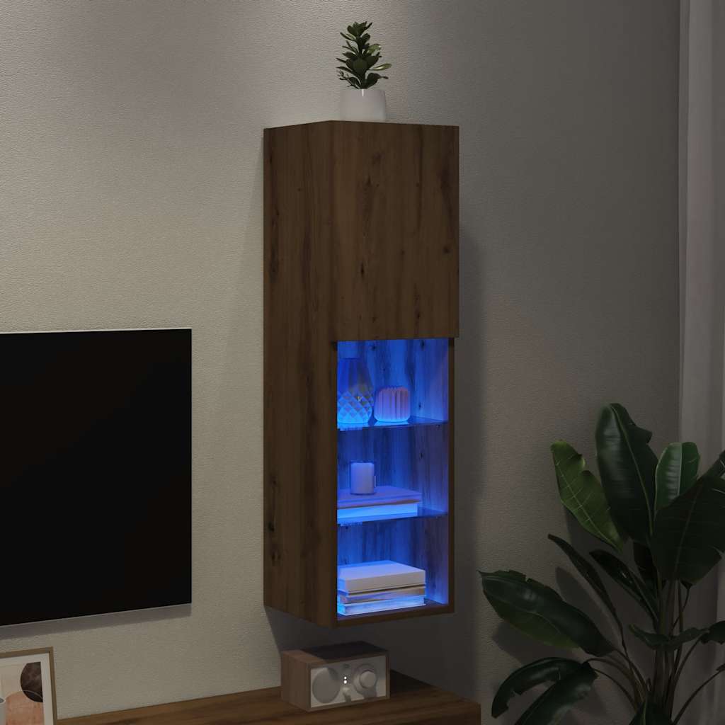 TV-Schrank mit LED-Leuchten Artisan-Eiche 30,5x30x102 cm