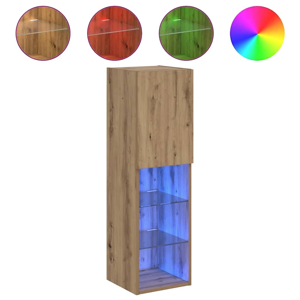 TV-Schränke mit LED-Leuchten 2 Stk. Artisan-Eiche 30,5x30x102cm
