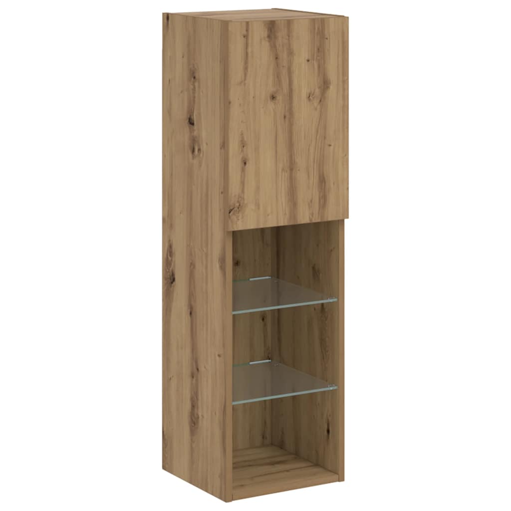 TV-Schränke mit LED-Leuchten 2 Stk. Artisan-Eiche 30,5x30x102cm