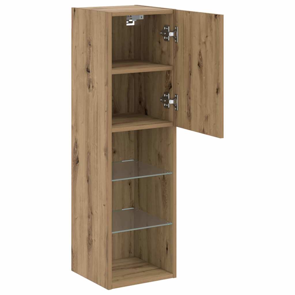 TV-Schränke mit LED-Leuchten 2 Stk. Artisan-Eiche 30,5x30x102cm