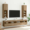 TV-Schränke mit LED-Leuchten 2 Stk. Artisan-Eiche 30,5x30x102cm