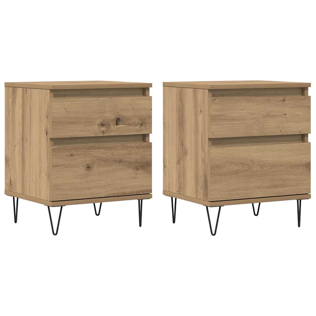 Nachttische 2 Stk. Artisan-Eiche 40x35x50 cm Holzwerkstoff