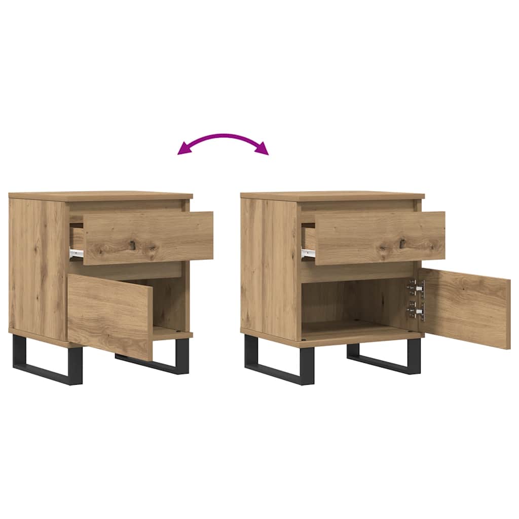 Nachttische 2 Stk. Artisan-Eiche 40x35x50 cm Holzwerkstoff