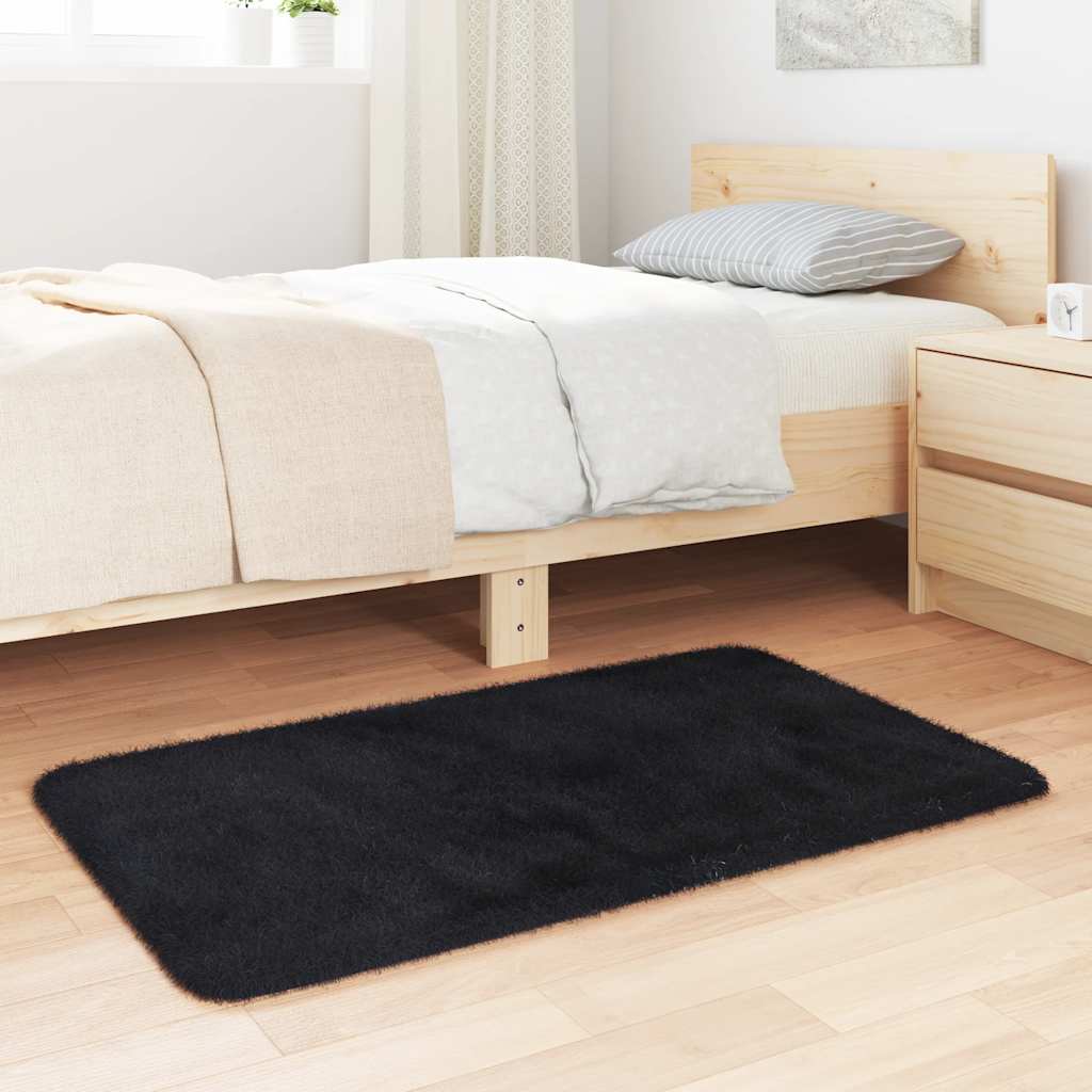 Teppich Shaggy Hochflor NAVARRA Schwarz 60x100 cm Polyester