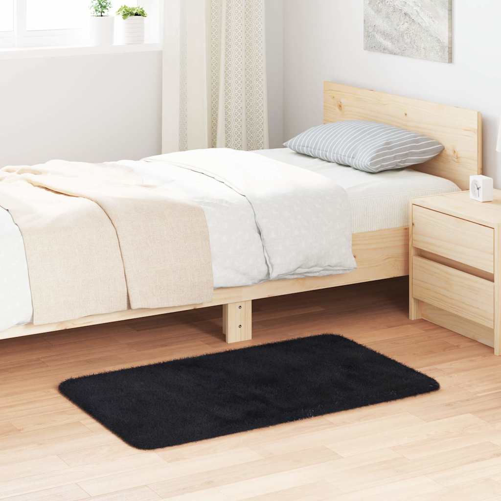 Teppich Shaggy Hochflor NAVARRA Schwarz 60x100 cm Polyester