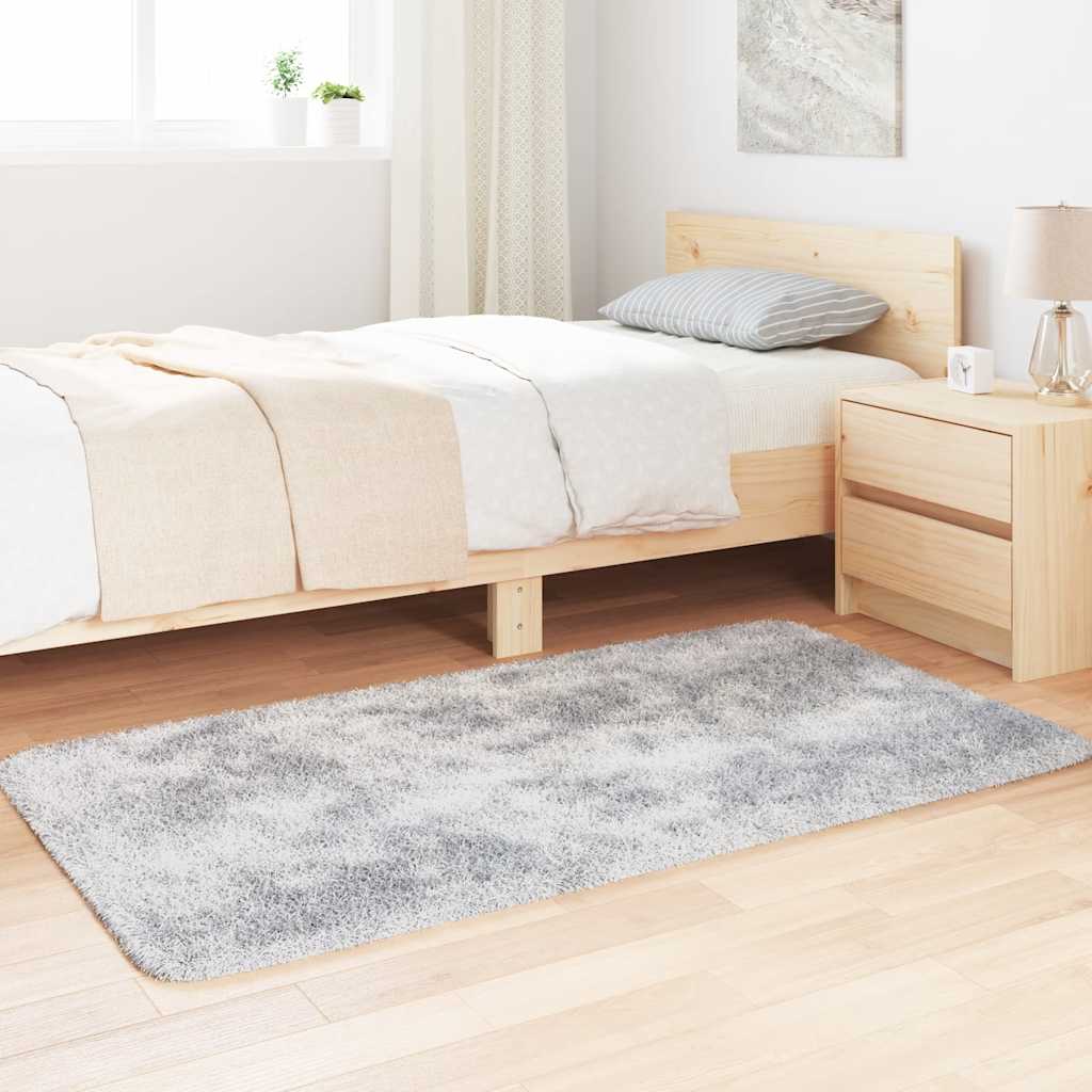 Teppich Shaggy Hochflor NAVARRA Silbergrau 80x150 cm Polyester