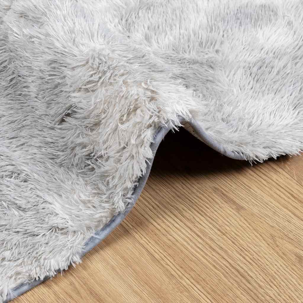 Teppich Shaggy Hochflor NAVARRA Silbergrau 80x150 cm Polyester