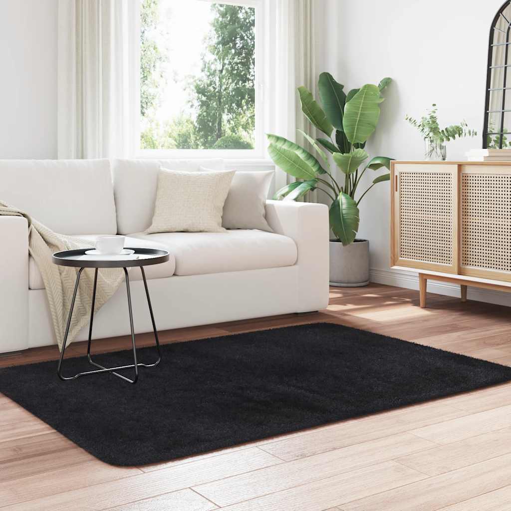 Teppich Shaggy Hochflor NAVARRA Schwarz 120x170 cm Polyester