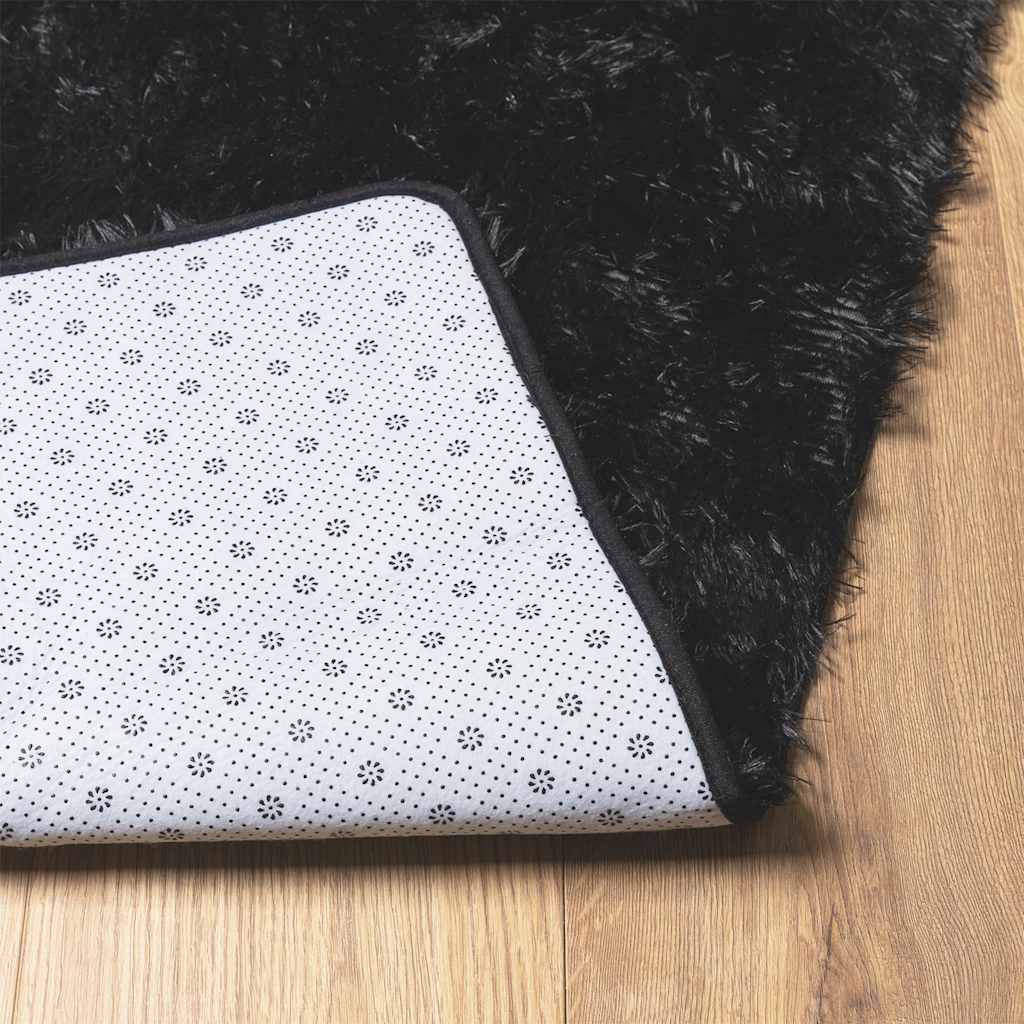 Teppich Shaggy Hochflor NAVARRA Schwarz 120x170 cm Polyester