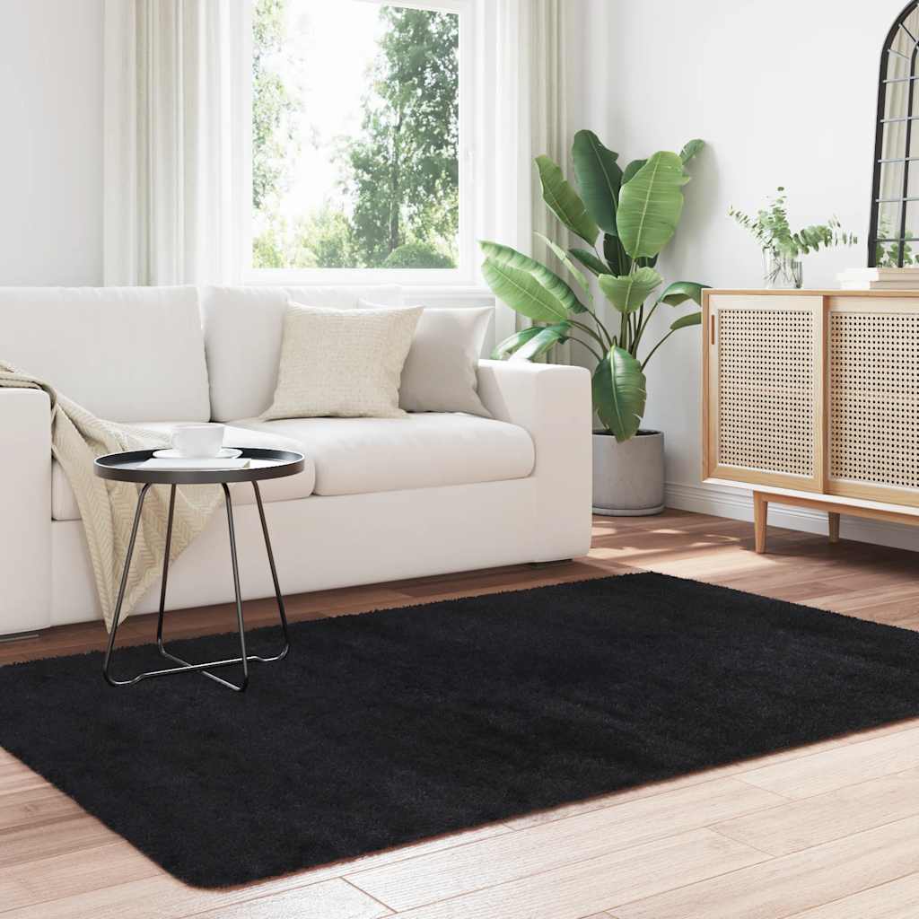Teppich Shaggy Hochflor NAVARRA Schwarz 130x200 cm Polyester